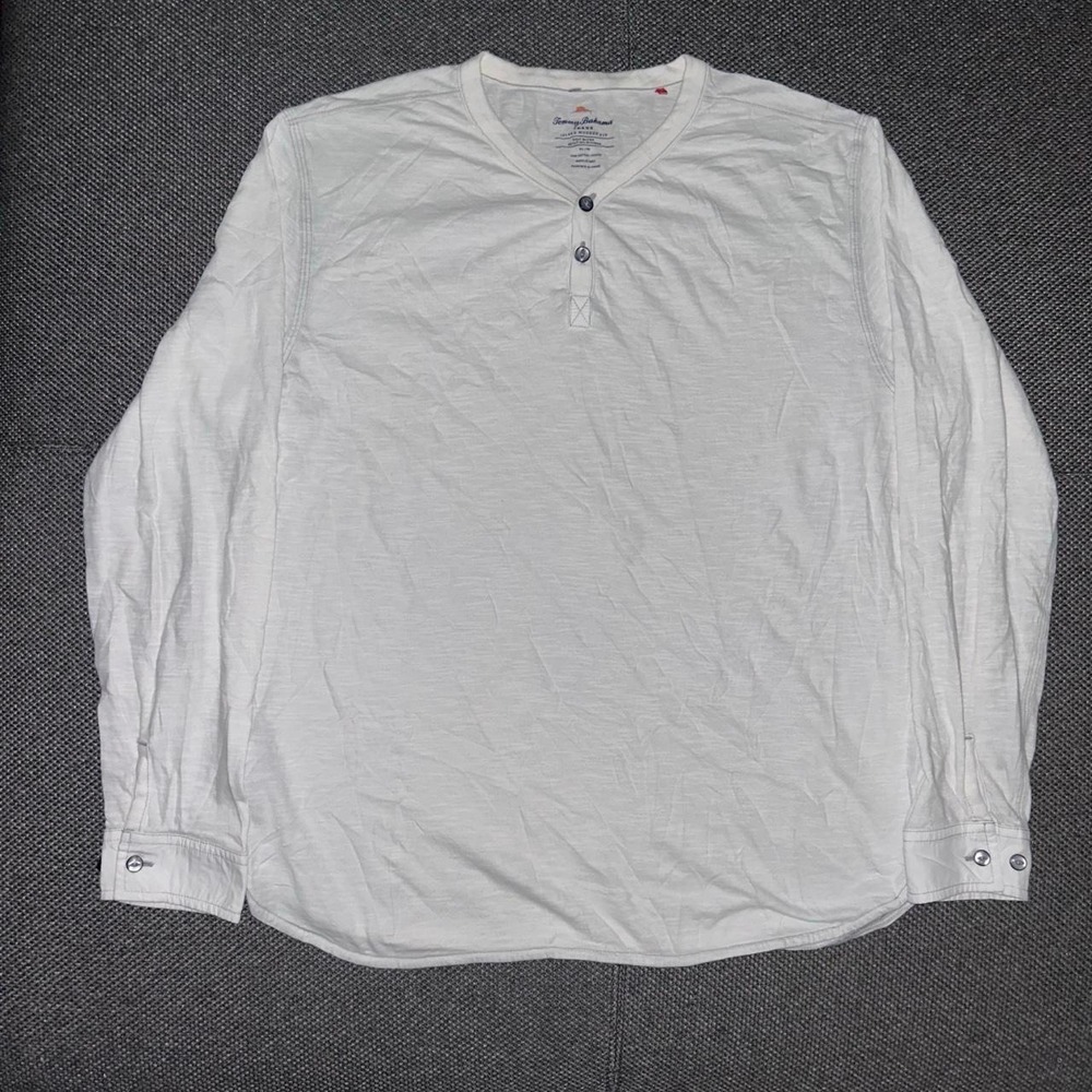 Tommy Bahama White Long Sleeve Henley T Shirt Size XL